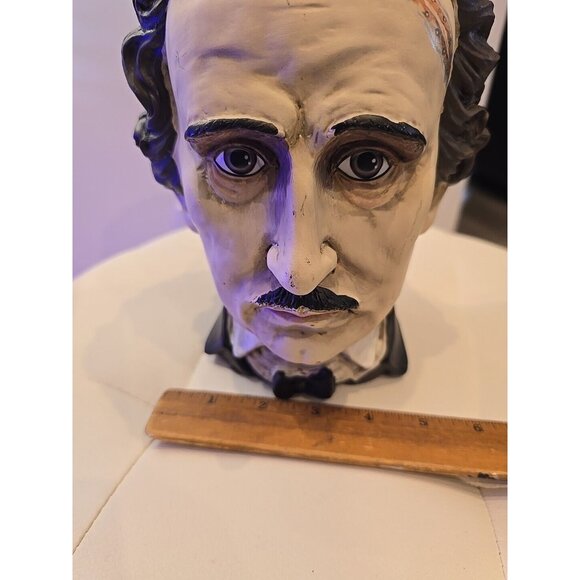 Edgar Allan Poe Poetic Head Bust Statue Nevermore Gothic Plant Holder Home Decor - Picture 10 of 10